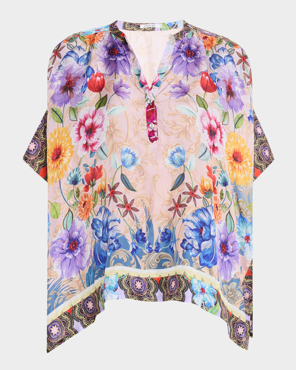 Louella Floral-Print Silk Blous